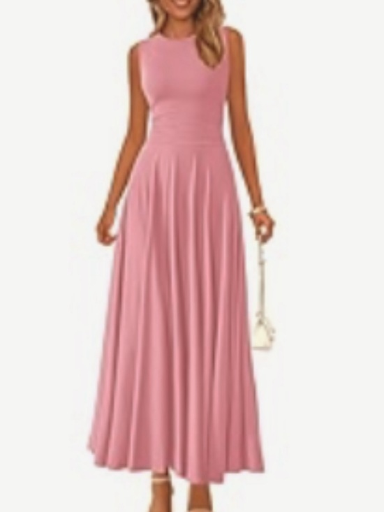 PrettyGarden Dresses & Skirts - PRETTY GARDEN Pink Flowy Tshirt Dress Sleeveless Maxi Size Large New With Tags!